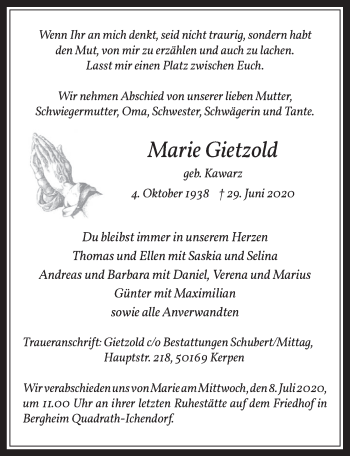 Anzeige von Marie Gietzold von  Werbepost 