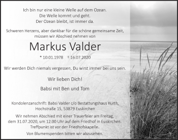 Anzeige von Markus Valder von  Blickpunkt Euskirchen 