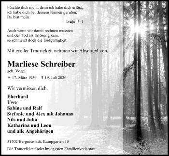 Anzeige von Marliese Schreiber von Kölner Stadt-Anzeiger / Kölnische Rundschau / Express