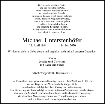 Anzeige von Michael Unterstenhöfer von Kölner Stadt-Anzeiger / Kölnische Rundschau / Express
