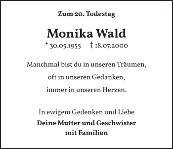 Anzeige von Monika Wald von  Werbepost 