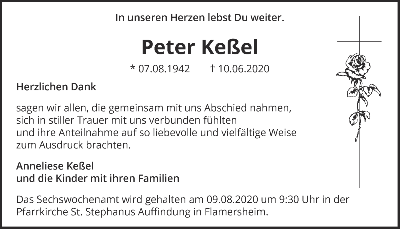  Traueranzeige für Peter Keßel vom 11.07.2020 aus  Blickpunkt Euskirchen 