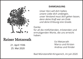 Anzeige von Reiner Metzerath von  Blickpunkt Euskirchen 
