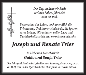Anzeige von Renate Trier von  Wochenende 