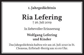 Anzeige von Ria Lefering von  Werbepost 