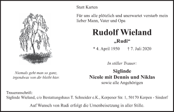 Anzeige von Rudolf Wieland von  Werbepost 