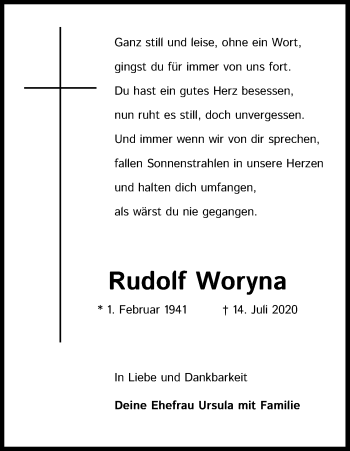 Anzeige von Rudolf Woryna von Kölner Stadt-Anzeiger / Kölnische Rundschau / Express