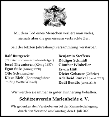 Anzeige von Sterbetafel vom 04.07.2020 von Kölner Stadt-Anzeiger / Kölnische Rundschau / Express