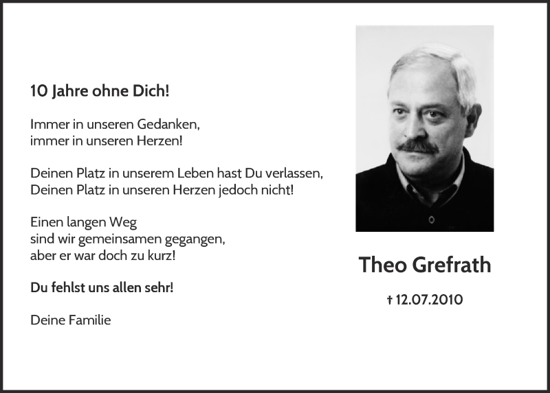  Traueranzeige für Theo Grefrath vom 11.07.2020 aus  Blickpunkt Euskirchen 