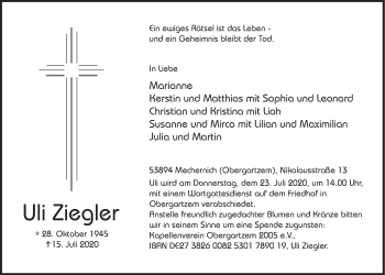 Anzeige von Uli Ziegler von  Blickpunkt Euskirchen 
