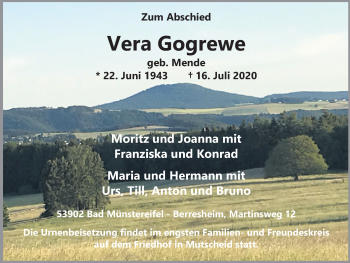 Anzeige von Vera Gogrewe von  Blickpunkt Euskirchen 