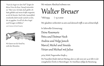 Anzeige von Walter Breuer von Kölner Stadt-Anzeiger / Kölnische Rundschau / Express