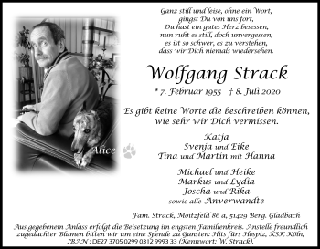 Anzeige von Wolfgang Strack von Kölner Stadt-Anzeiger / Kölnische Rundschau / Express