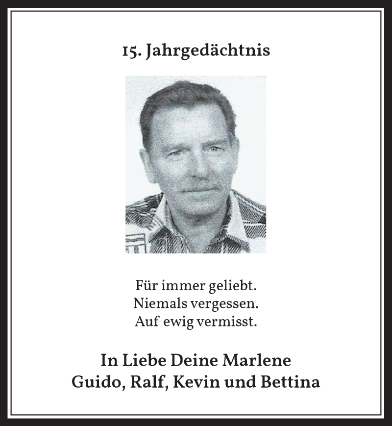  Traueranzeige für 15. Jahrgedächtnis  vom 28.08.2020 aus  Werbepost 
