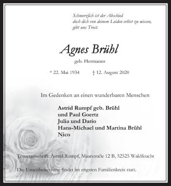 Anzeige von Agnes Brühl von  Werbepost 