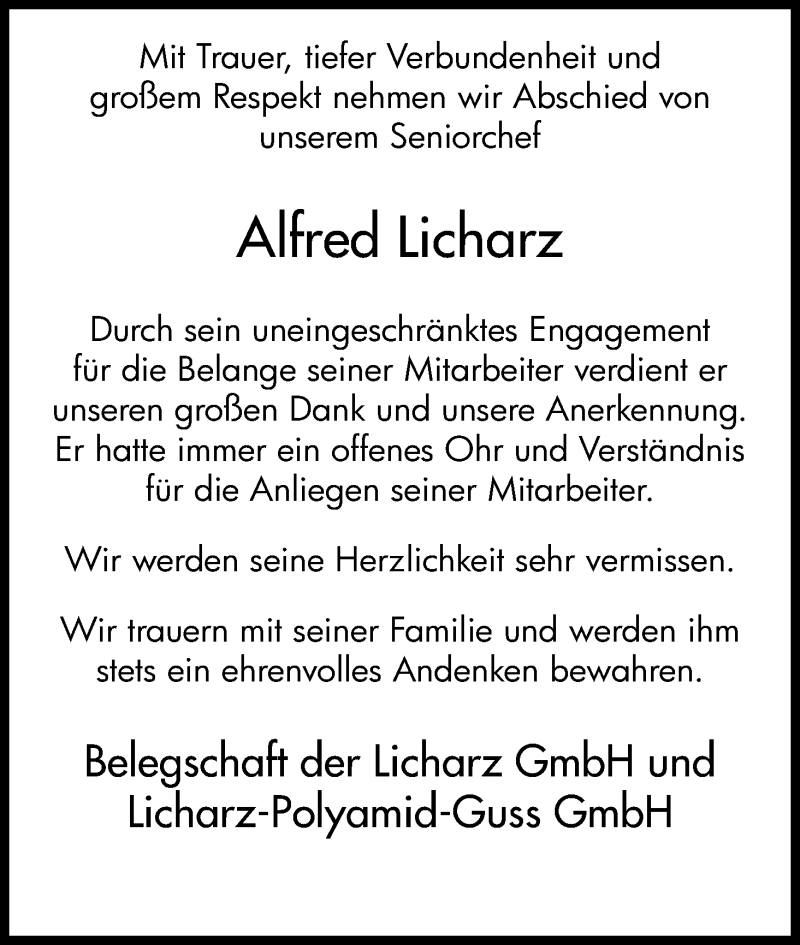  Traueranzeige für Alfred Licharz vom 29.08.2020 aus Kölner Stadt-Anzeiger / Kölnische Rundschau / Express