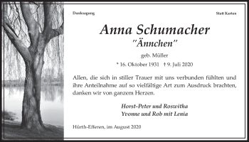 Anzeige von Anna Schumacher von  Wochenende 
