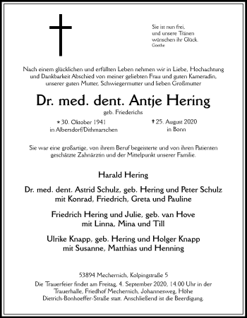Anzeige von Antje Hering von  Blickpunkt Euskirchen 