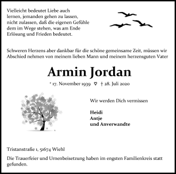 Anzeige von Armin Jordan von Kölner Stadt-Anzeiger / Kölnische Rundschau / Express
