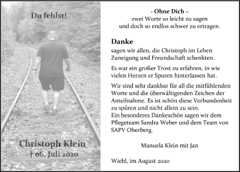 Anzeige von Chrisoph Klein von  Anzeigen Echo 