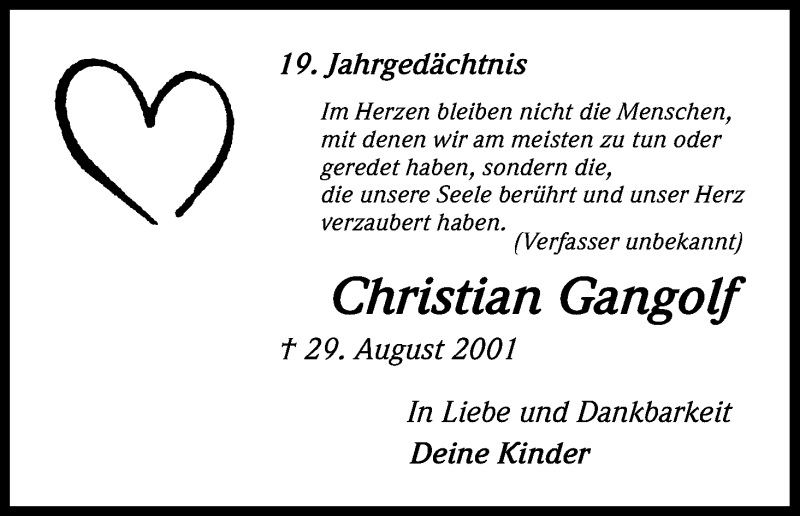  Traueranzeige für Christian Gangolf vom 18.07.2023 aus Kölner Stadt-Anzeiger / Kölnische Rundschau / Express