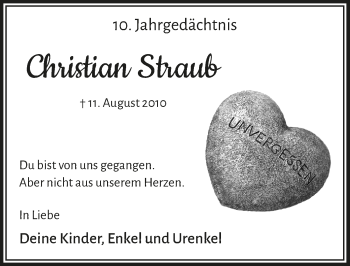 Anzeige von Christian Straub von  Lokalanzeiger 