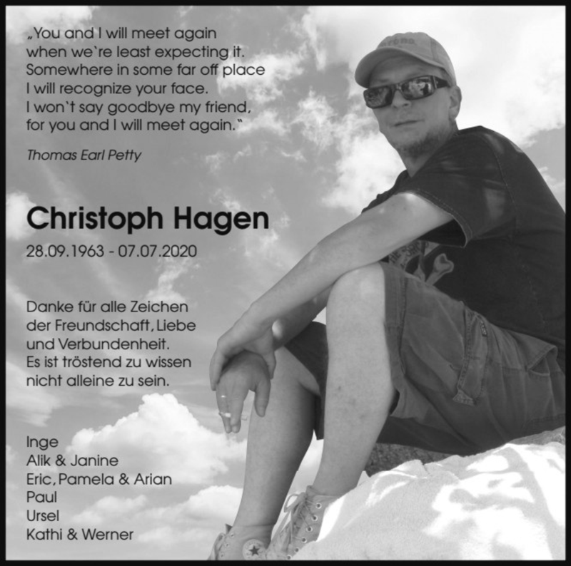  Traueranzeige für Christoph Hagen vom 22.08.2020 aus Kölner Stadt-Anzeiger / Kölnische Rundschau / Express
