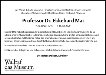 Anzeige von Ekkehard Mai von Kölner Stadt-Anzeiger / Kölnische Rundschau / Express