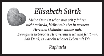 Anzeige von Elisabeth Sürth von  Wochenende 