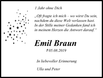 Anzeige von Emil Braun von  Anzeigen Echo 