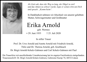 Anzeige von Erika Arnold von Kölner Stadt-Anzeiger / Kölnische Rundschau / Express
