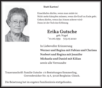 Anzeige von Erika Gutsche von  Werbepost 