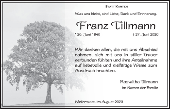 Anzeige von Franz Tillmann von  Blickpunkt Euskirchen 