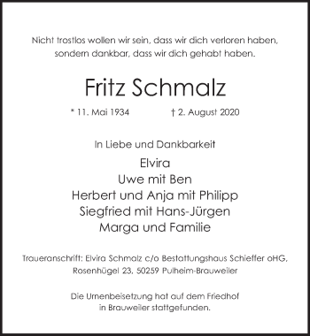 Anzeige von Fritz Schmalz von  Werbepost 