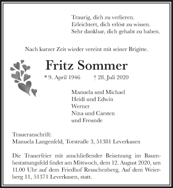 Anzeige von Fritz Sommer von  Lokale Informationen 