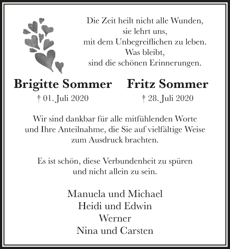  Traueranzeige für Fritz Sommer vom 21.08.2020 aus  Lokale Informationen 