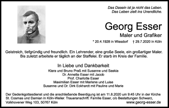 Anzeige von Georg Esser von Kölner Stadt-Anzeiger / Kölnische Rundschau / Express