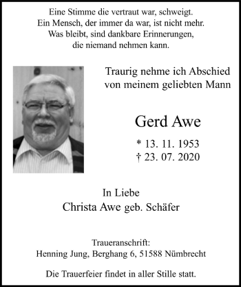 Anzeige von Gerd Awe von  Lokale Informationen 