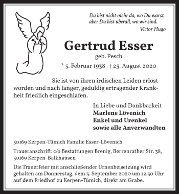Anzeige von Gertrud Esser von  Werbepost 