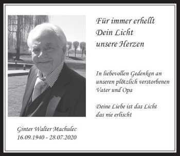 Anzeige von Ginter Walter Machulec von  Werbepost 