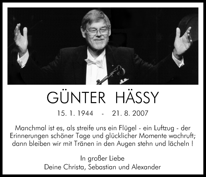  Traueranzeige für Günter Hässy vom 18.07.2023 aus Kölner Stadt-Anzeiger / Kölnische Rundschau / Express
