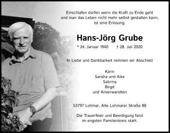 Anzeige von Hans-Jörg Grube von Kölner Stadt-Anzeiger / Kölnische Rundschau / Express