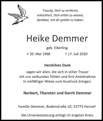Anzeige von Heike Demmer von Kölner Stadt-Anzeiger / Kölnische Rundschau / Express
