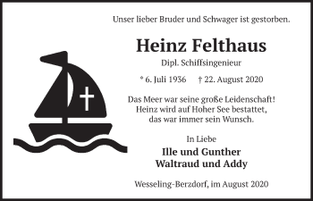 Anzeige von Heinz Felthaus von  Schlossbote/Werbekurier 