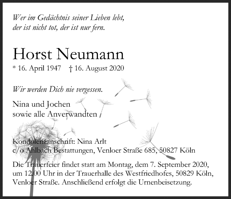  Traueranzeige für Helmut Happ vom 29.08.2020 aus Kölner Stadt-Anzeiger / Kölnische Rundschau / Express