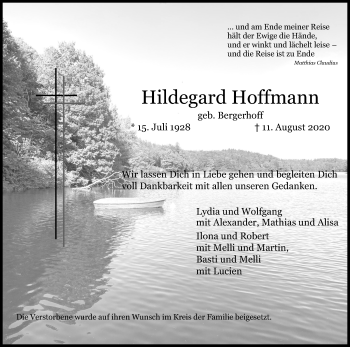 Anzeige von Hildegard Hoffmann von Kölner Stadt-Anzeiger / Kölnische Rundschau / Express