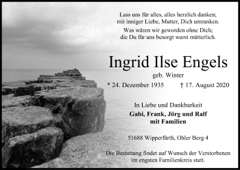 Anzeige von Ingrid Ilse Engels von Kölner Stadt-Anzeiger / Kölnische Rundschau / Express