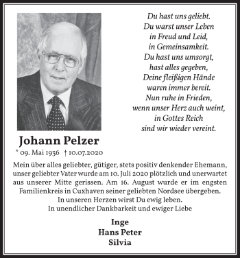 Anzeige von Johann Pelzer von  Wochenende 