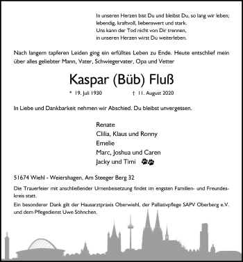Anzeige von Kaspar Fluß von  Anzeigen Echo 