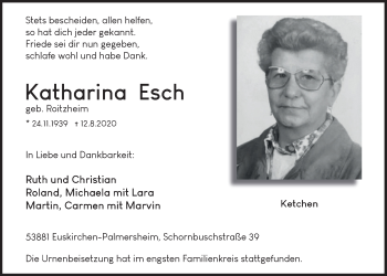 Anzeige von Katharina Esch von  Blickpunkt Euskirchen 